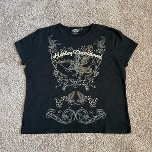 Harley-Davidson Black and Gold Graphic Tee